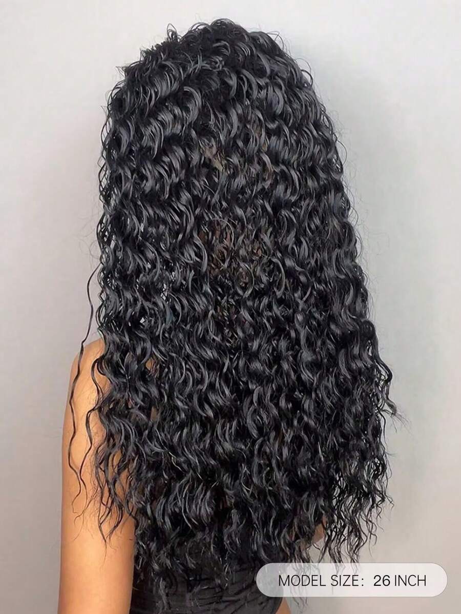 26 "Curly Hair Band Female Wig Wavy Black Wig With Headband Synthetic Woven Chemical Fiber Long Curly Hair Wig For Everyday Use And Halloween, Cosplay, Christmas, Fashion Girls.