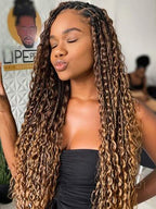 Boho Knotless Braids Invisible Tiny Knots Full HD Lace Braided Wig Tangle-free Curly Ends Braided Long Wig Super Natural Scalp