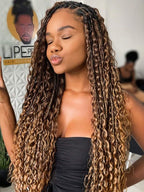 Boho Knotless Braids Invisible Tiny Knots Full HD Lace Braided Wig Tangle-free Curly Ends Braided Long Wig Super Natural Scalp