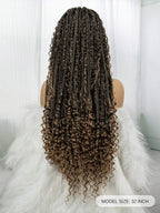 Boho Knotless Braids Invisible Tiny Knots Full HD Lace Braided Wig Tangle-free Curly Ends Braided Long Wig Super Natural Scalp