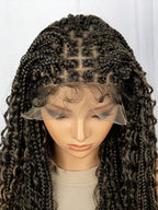 Boho Knotless Braids Invisible Tiny Knots Full HD Lace Braided Wig Tangle-free Curly Ends Braided Long Wig Super Natural Scalp