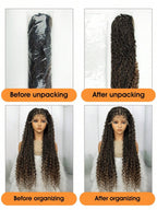 Boho Knotless Braids Invisible Tiny Knots Full HD Lace Braided Wig Tangle-free Curly Ends Braided Long Wig Super Natural Scalp