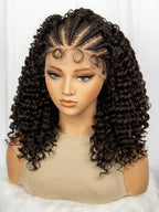 Black Curly 180 Density Synthetic Lace Front Wig Straight Back Cornrow Braided Wig With Baby Hair 13x4 Lace Front Wig