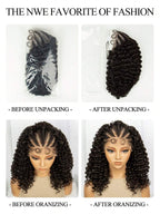 Black Curly 180 Density Synthetic Lace Front Wig Straight Back Cornrow Braided Wig With Baby Hair 13x4 Lace Front Wig