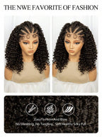 Black Curly 180 Density Synthetic Lace Front Wig Straight Back Cornrow Braided Wig With Baby Hair 13x4 Lace Front Wig