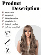 13x6 Glueless Wig Straight With Drawstring Natural Black Human Hair Wig Long Curly Wigs With Bangs Black Wavy Wigs