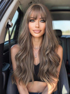 13x6 Glueless Wig Straight With Drawstring Natural Black Human Hair Wig Long Curly Wigs With Bangs Black Wavy Wigs