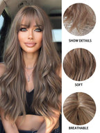 13x6 Glueless Wig Straight With Drawstring Natural Black Human Hair Wig Long Curly Wigs With Bangs Black Wavy Wigs