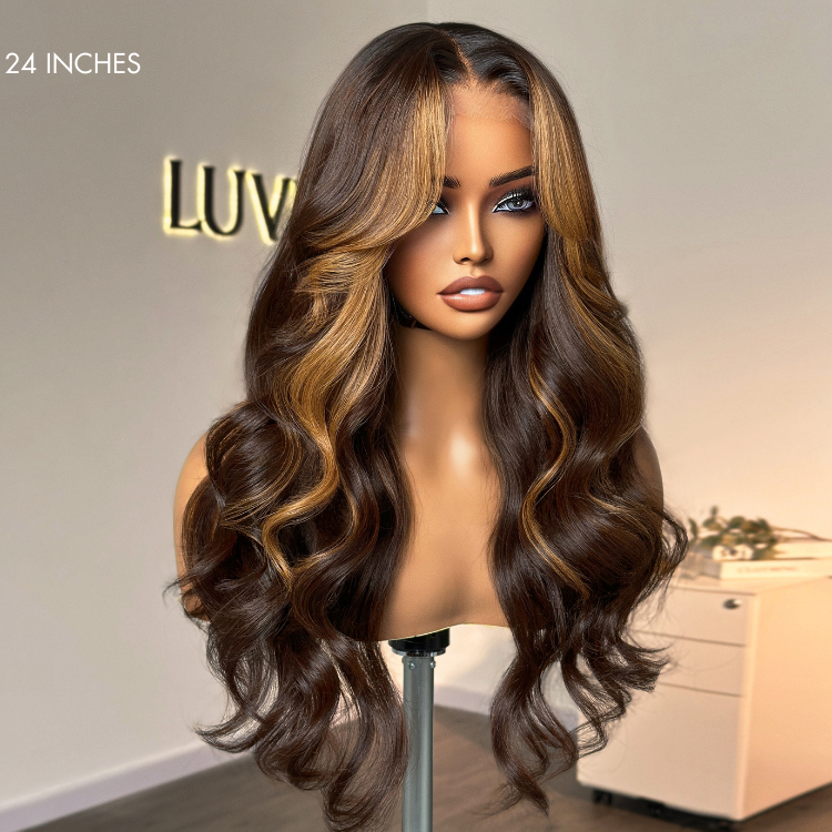 Breathable Cap Blonde Highlight Loose Wave Glueless 5x5 Closure HD Lace Wig