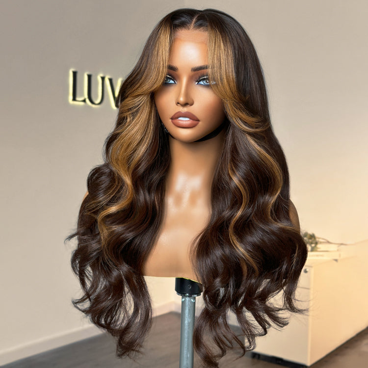 Breathable Cap Blonde Highlight Loose Wave Glueless 5x5 Closure HD Lace Wig