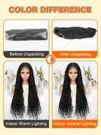 Boho Lace Braided Wig Long Wavy Crochet Braids Wig With Baby Hair Handmade No-Knot Woven Braid Wave Headband Hair Extension