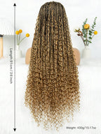 Bohemian Style Box Braided Curly Synthetic Lace Front Wig Goddess Braids Wig Burgundy Bohemian Box Braided Wig