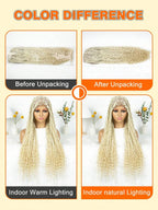 Bohemian Style Box Braided Curly Synthetic Lace Front Wig Goddess Braids Wig Burgundy Bohemian Box Braided Wig