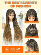 Bohemian Style Box Braided Curly Synthetic Lace Front Wig Goddess Braids Wig Burgundy Bohemian Box Braided Wig