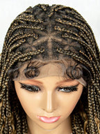 Bohemian Style Box Braided Curly Synthetic Lace Front Wig Goddess Braids Wig Burgundy Bohemian Box Braided Wig