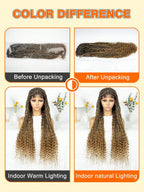 Bohemian Style Box Braided Curly Synthetic Lace Front Wig Goddess Braids Wig Burgundy Bohemian Box Braided Wig