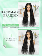 Boho Lace Braided Wig Long Wavy Crochet Braids Wig With Baby Hair Handmade No-Knot Woven Braid Wave Headband Hair Extension