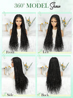 Boho Lace Braided Wig Long Wavy Crochet Braids Wig With Baby Hair Handmade No-Knot Woven Braid Wave Headband Hair Extension