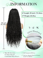 Boho Lace Braided Wig Long Wavy Crochet Braids Wig With Baby Hair Handmade No-Knot Woven Braid Wave Headband Hair Extension