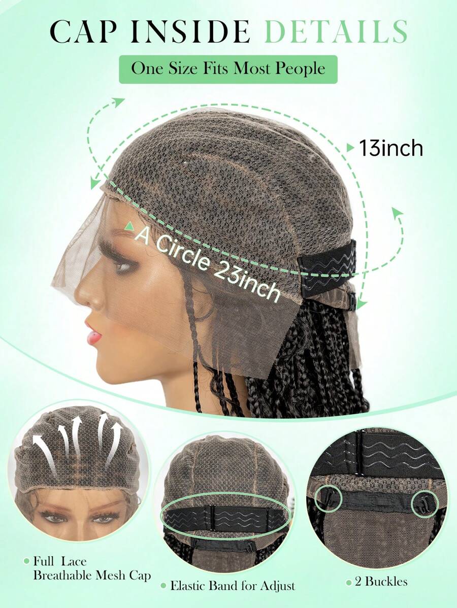 Boho Lace Braided Wig Long Wavy Crochet Braids Wig With Baby Hair Handmade No-Knot Woven Braid Wave Headband Hair Extension