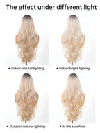 Ombre Blonde Wig Long Curly Wig With Bangs Glueless Minimalist Hd Lace Wig Pre Cut Lace