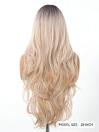 Ombre Blonde Wig Long Curly Wig With Bangs Glueless Minimalist Hd Lace Wig Pre Cut Lace