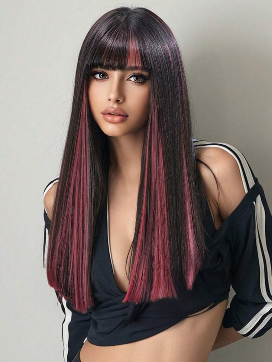 Ash Blonde Ombre Glueless Wigs Silky Straight With Drawstring Human Hair Wig