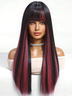 Ash Blonde Ombre Glueless Wigs Silky Straight With Drawstring Human Hair Wig