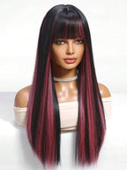 Ash Blonde Ombre Glueless Wigs Silky Straight With Drawstring Human Hair Wig