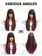 Ash Blonde Ombre Glueless Wigs Silky Straight With Drawstring Human Hair Wig