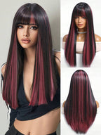 Ash Blonde Ombre Glueless Wigs Silky Straight With Drawstring Human Hair Wig