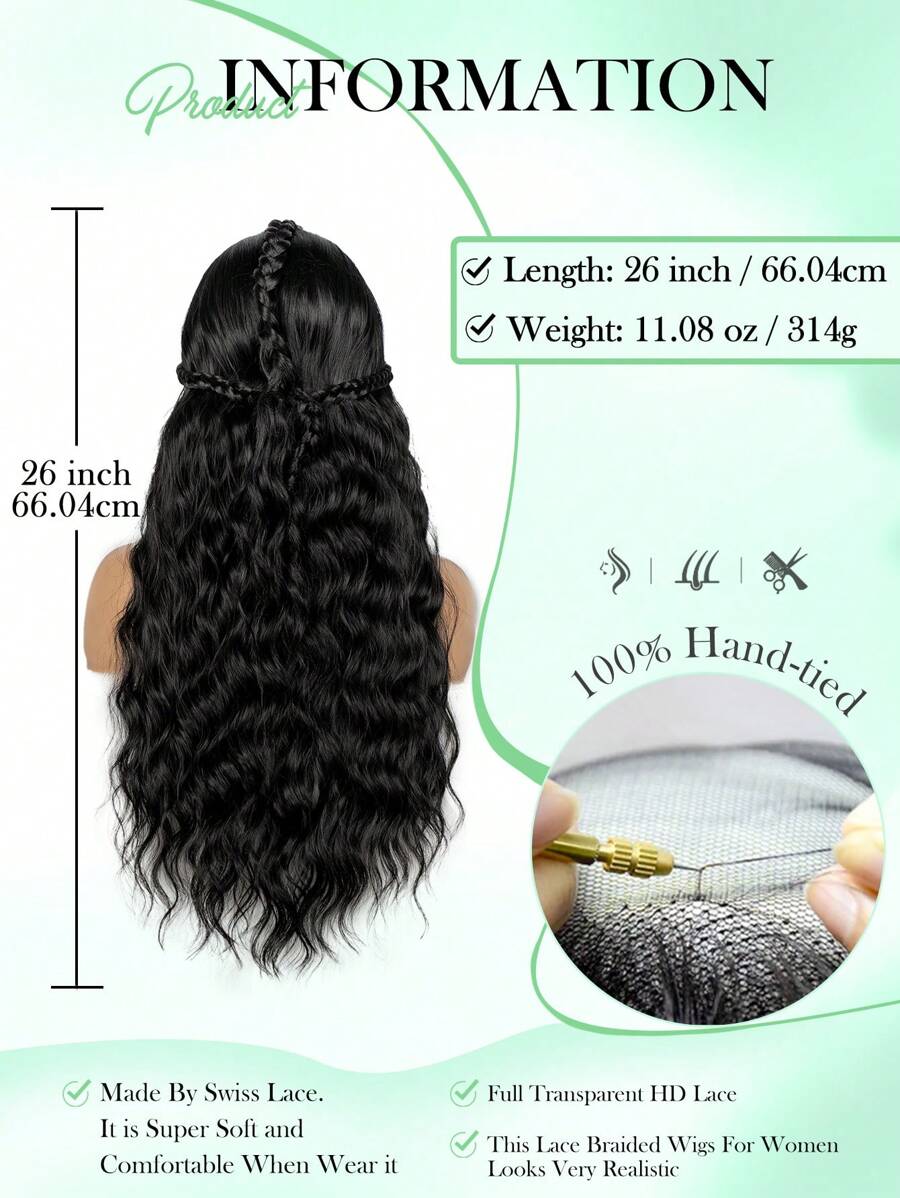 13"X4" Lace Front Braided Wig Unique Sewer Style Braided Wave Hair Wig Versatile Styling Ideal
