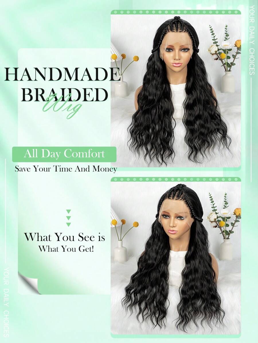 13"X4" Lace Front Braided Wig Unique Sewer Style Braided Wave Hair Wig Versatile Styling Ideal