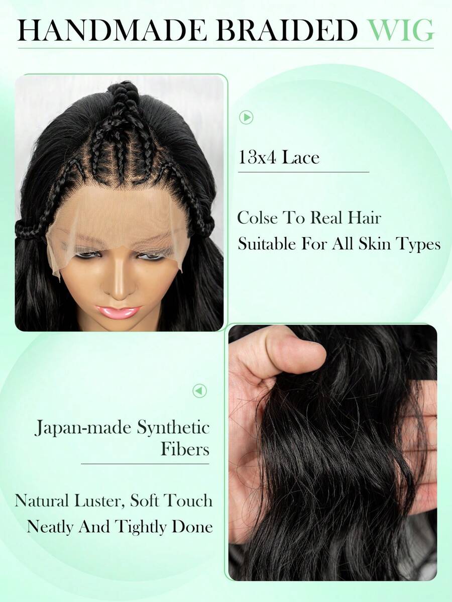 13"X4" Lace Front Braided Wig Unique Sewer Style Braided Wave Hair Wig Versatile Styling Ideal