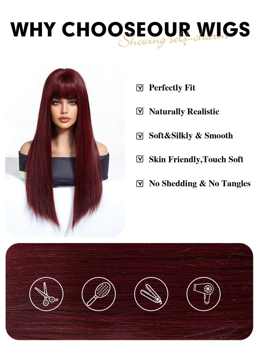 Ash Blonde Ombre Glueless Wigs Silky Straight With Drawstring Human Hair Wig