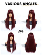 Ash Blonde Ombre Glueless Wigs Silky Straight With Drawstring Human Hair Wig