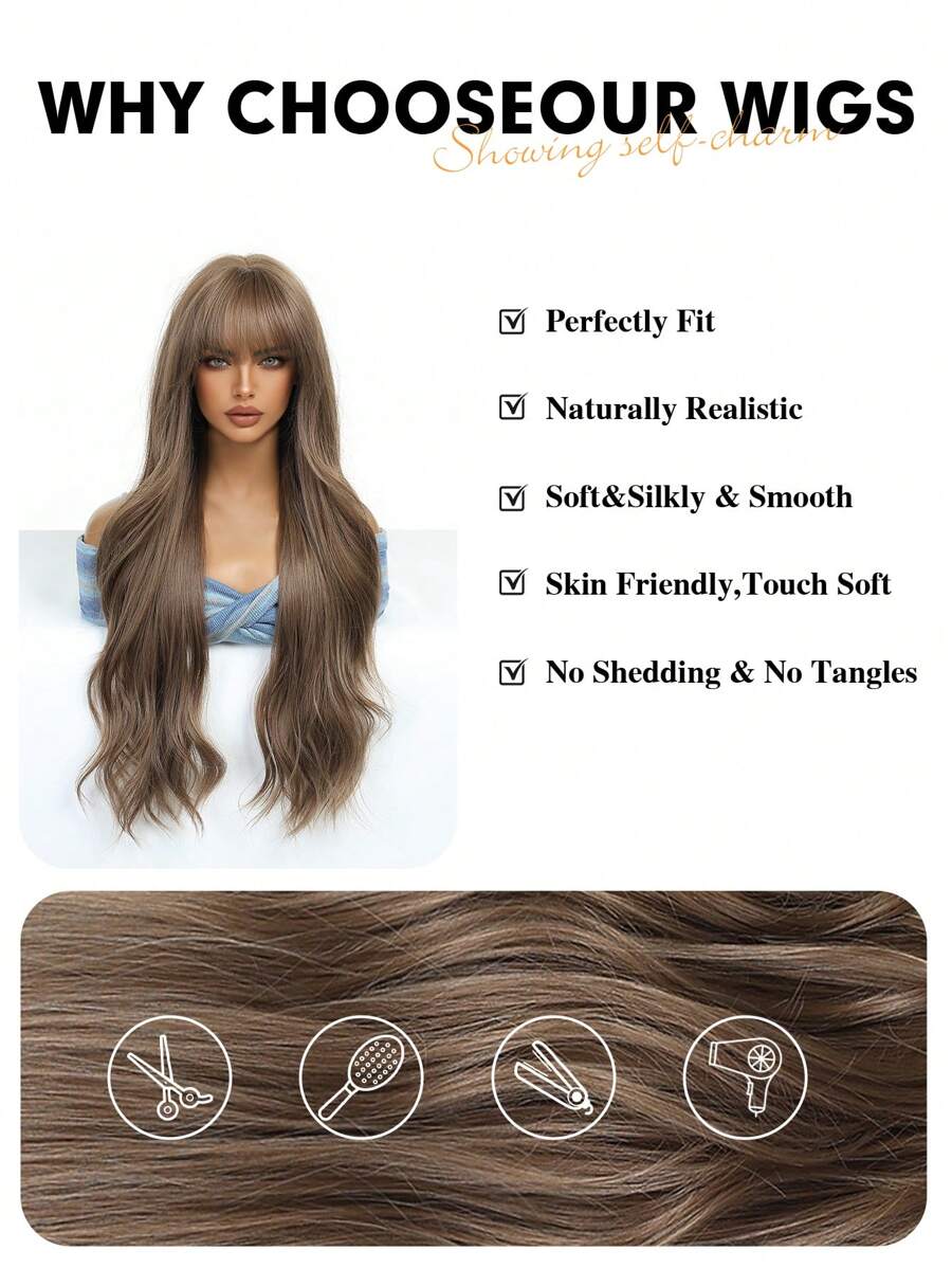 Ombre Blonde Wig Long Curly Wig With Bangs Glueless Minimalist Hd Lace Wig Pre Cut Lace