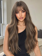 Ombre Blonde Wig Long Curly Wig With Bangs Glueless Minimalist Hd Lace Wig Pre Cut Lace