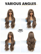 Ombre Blonde Wig Long Curly Wig With Bangs Glueless Minimalist Hd Lace Wig Pre Cut Lace
