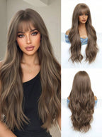 Ombre Blonde Wig Long Curly Wig With Bangs Glueless Minimalist Hd Lace Wig Pre Cut Lace