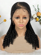 HD Full Lace Women's Fashion Braid Wig Hand-Woven Trench Forehead Tilted Design Medium And Long Tail Curls