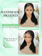 HD Full Lace Women's Fashion Braid Wig Hand-Woven Trench Forehead Tilted Design Medium And Long Tail Curls