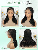 HD Full Lace Women's Fashion Braid Wig Hand-Woven Trench Forehead Tilted Design Medium And Long Tail Curls