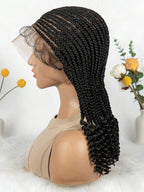 HD Full Lace Women's Fashion Braid Wig Hand-Woven Trench Forehead Tilted Design Medium And Long Tail Curls