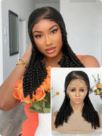 HD Full Lace Women's Fashion Braid Wig Hand-Woven Trench Forehead Tilted Design Medium And Long Tail Curls