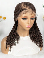 HD Full Lace Women's Fashion Braid Wig Hand-Woven Trench Forehead Tilted Design Medium And Long Tail Curls