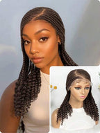 HD Full Lace Women's Fashion Braid Wig Hand-Woven Trench Forehead Tilted Design Medium And Long Tail Curls