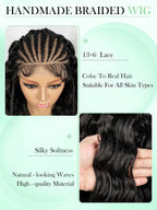 13x6 Lace Front Braided Wig Messy Braid Wig With Water Wave Hair Texture Versatile Styling