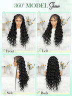 13x6 Lace Front Braided Wig Messy Braid Wig With Water Wave Hair Texture Versatile Styling