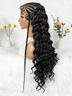 13x6 Lace Front Braided Wig Messy Braid Wig With Water Wave Hair Texture Versatile Styling